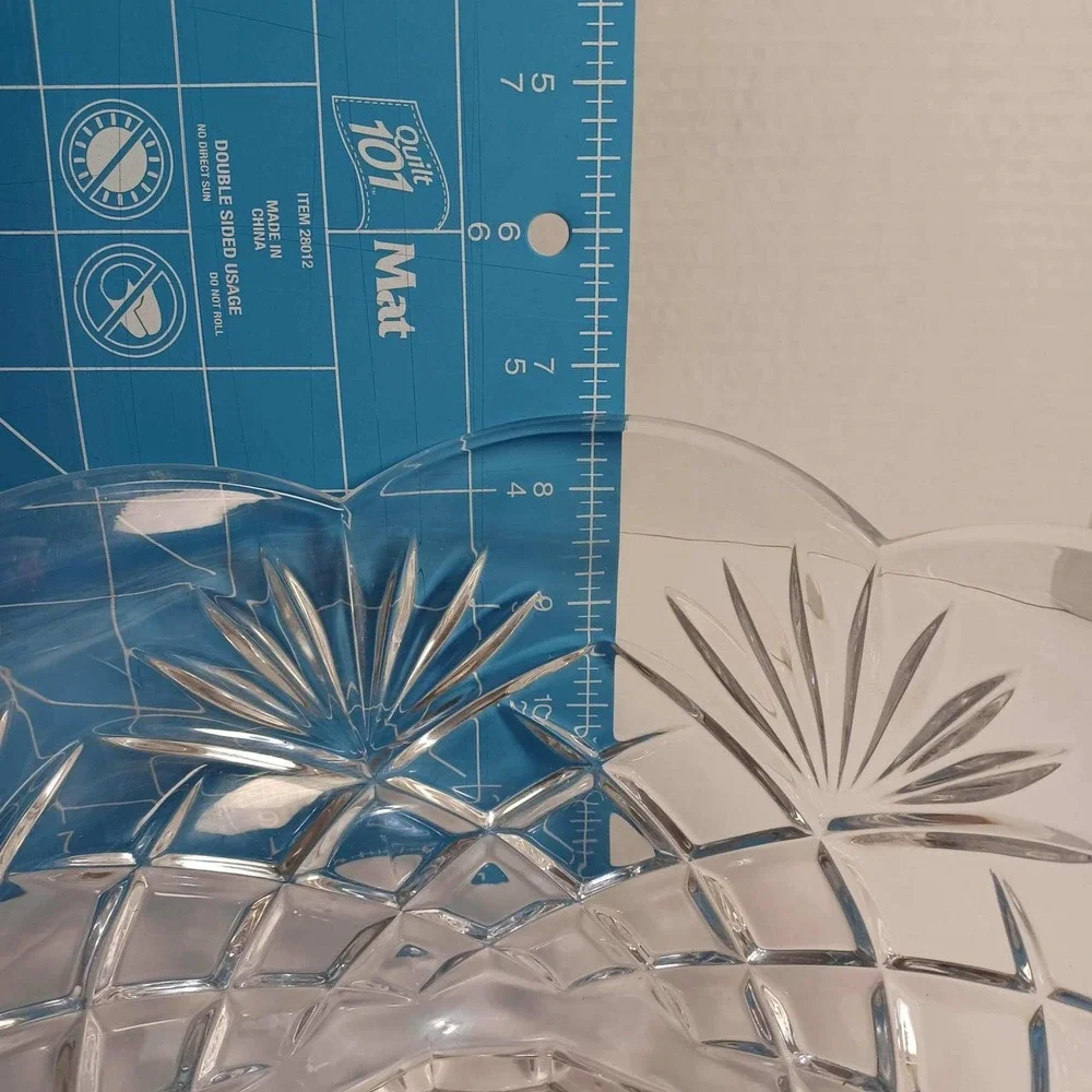 Vintage Lead Crystal Bowl Cut Glass‎ Scalloped Edge Serving Bowl Centerpiece